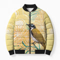 Australia Grevillea And Honeyeaters Bomber Puffer Jacket Aboriginal Art - Watercolor Style - Aussie Hoodie