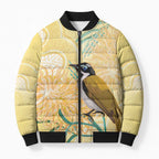 Australia Grevillea And Honeyeaters Bomber Puffer Jacket Aboriginal Art - Watercolor Style - Aussie Hoodie
