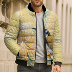 Australia Grevillea And Honeyeaters Bomber Puffer Jacket Aboriginal Art - Watercolor Style - Aussie Hoodie