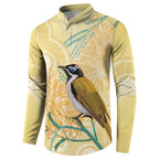 Australia Grevillea And Honeyeaters Button Sweatshirt Aboriginal Art - Watercolor Style