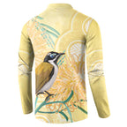 Australia Grevillea And Honeyeaters Button Sweatshirt Aboriginal Art - Watercolor Style