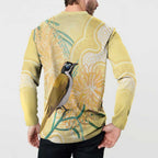 Australia Grevillea And Honeyeaters Button Sweatshirt Aboriginal Art - Watercolor Style