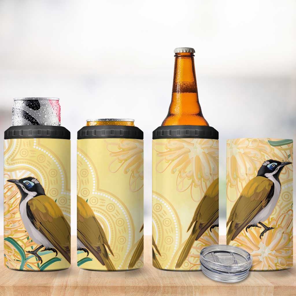 Australia Grevillea And Honeyeaters 4 in 1 Can Cooler Tumbler Aboriginal Art - Watercolor Style