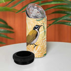Australia Grevillea And Honeyeaters 4 in 1 Can Cooler Tumbler Aboriginal Art - Watercolor Style