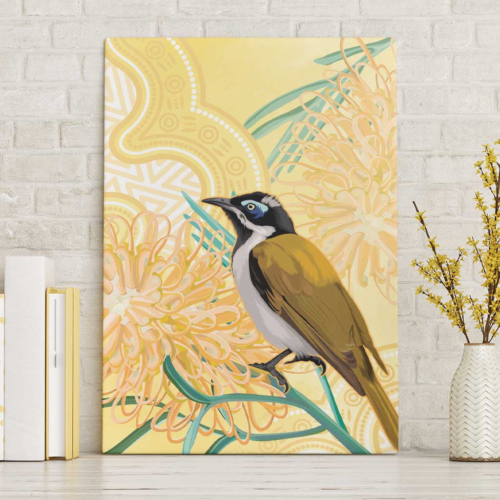 Australia Grevillea And Honeyeaters Canvas Wall Art Aboriginal Art - Watercolor Style