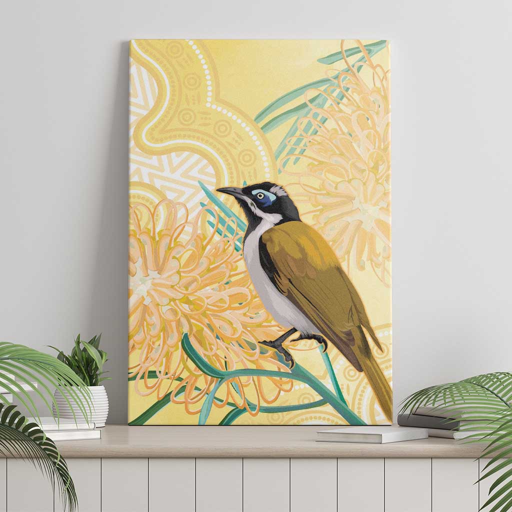 Australia Grevillea And Honeyeaters Canvas Wall Art Aboriginal Art - Watercolor Style