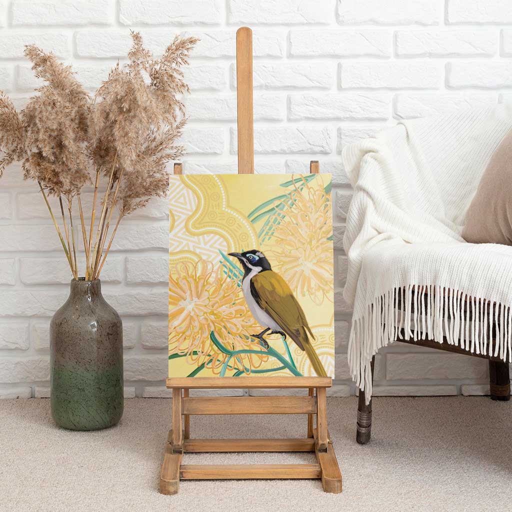 Australia Grevillea And Honeyeaters Canvas Wall Art Aboriginal Art - Watercolor Style