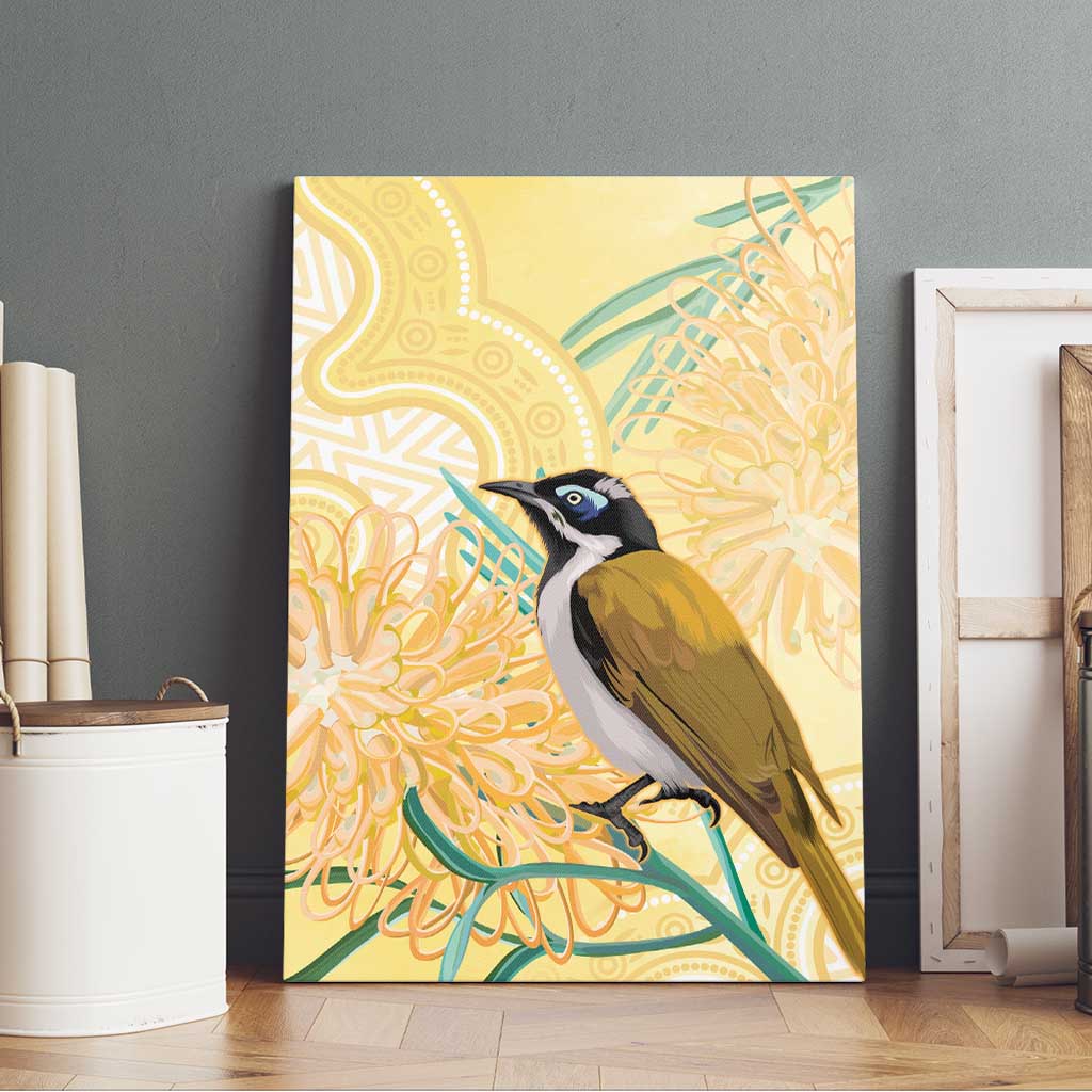 Australia Grevillea And Honeyeaters Canvas Wall Art Aboriginal Art - Watercolor Style
