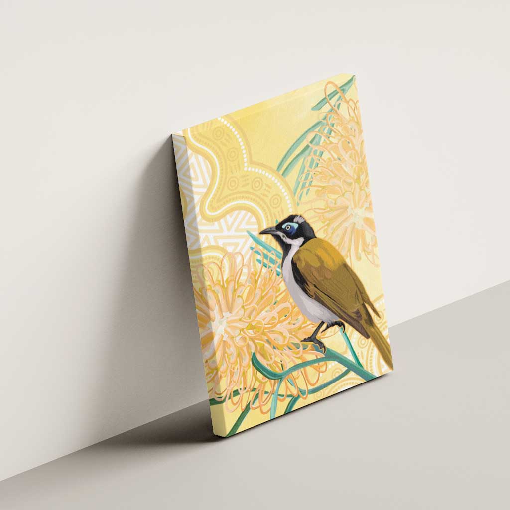 Australia Grevillea And Honeyeaters Canvas Wall Art Aboriginal Art - Watercolor Style
