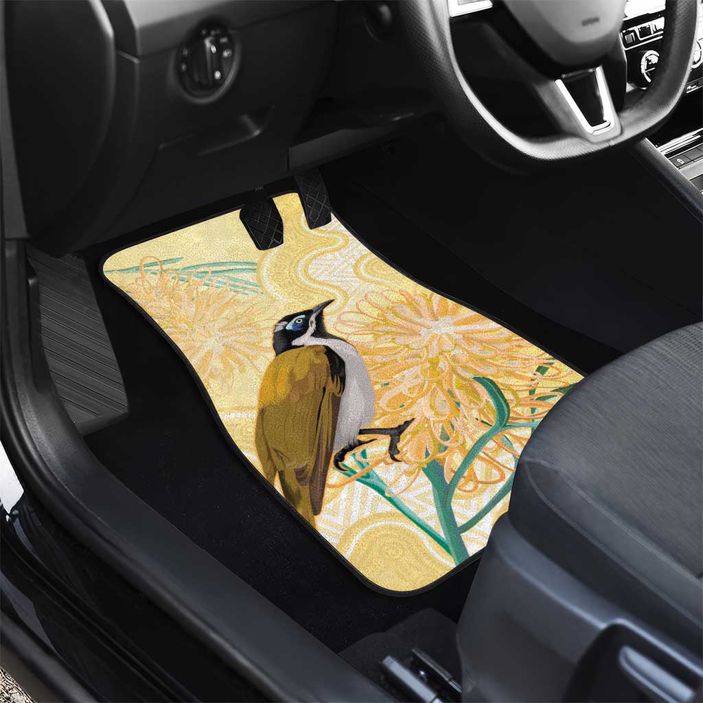 Australia Grevillea And Honeyeaters Car Mats Aboriginal Art - Watercolor Style