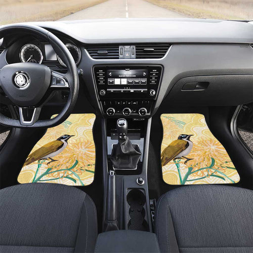 Australia Grevillea And Honeyeaters Car Mats Aboriginal Art - Watercolor Style