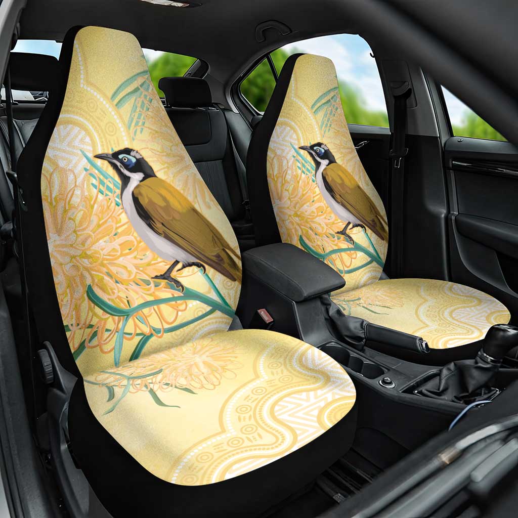 Australia Grevillea And Honeyeaters Car Seat Cover Aboriginal Art - Watercolor Style