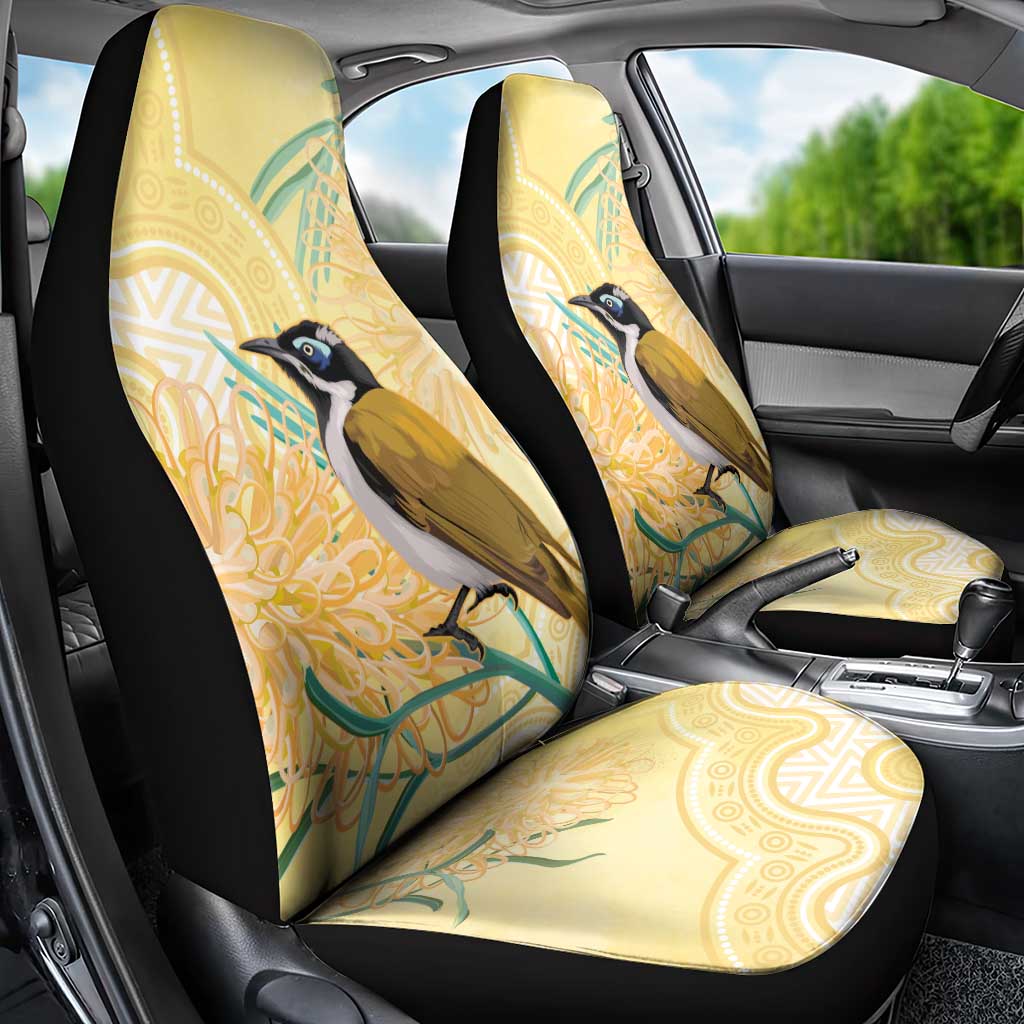 Australia Grevillea And Honeyeaters Car Seat Cover Aboriginal Art - Watercolor Style