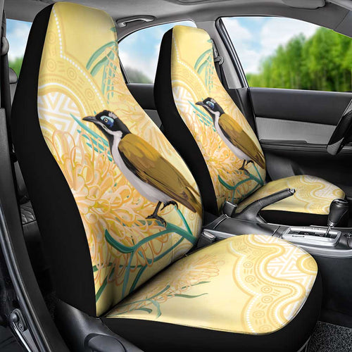 Australia Grevillea And Honeyeaters Car Seat Cover Aboriginal Art - Watercolor Style