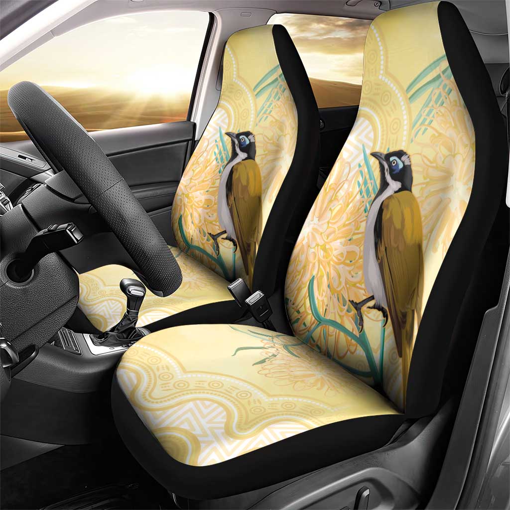 Australia Grevillea And Honeyeaters Car Seat Cover Aboriginal Art - Watercolor Style
