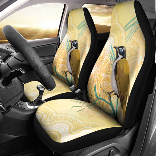 Australia Grevillea And Honeyeaters Car Seat Cover Aboriginal Art - Watercolor Style
