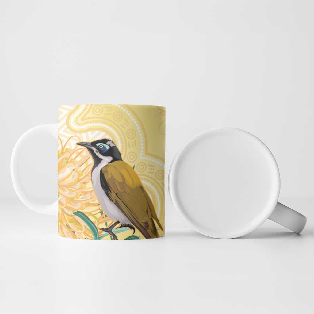 Australia Grevillea And Honeyeaters Ceramic Mug Aboriginal Art - Watercolor Style - Aussie Hoodie
