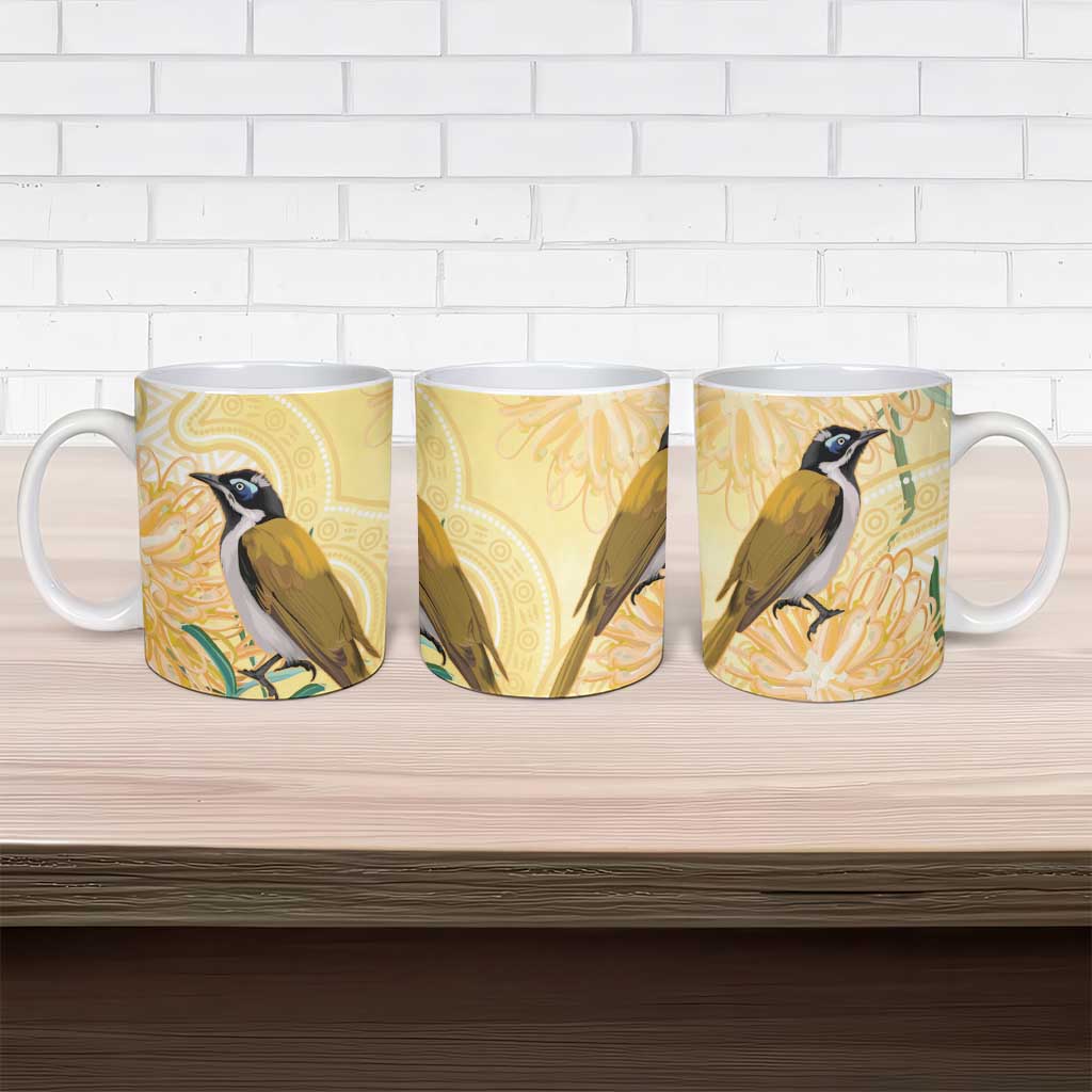 Australia Grevillea And Honeyeaters Ceramic Mug Aboriginal Art - Watercolor Style - Aussie Hoodie