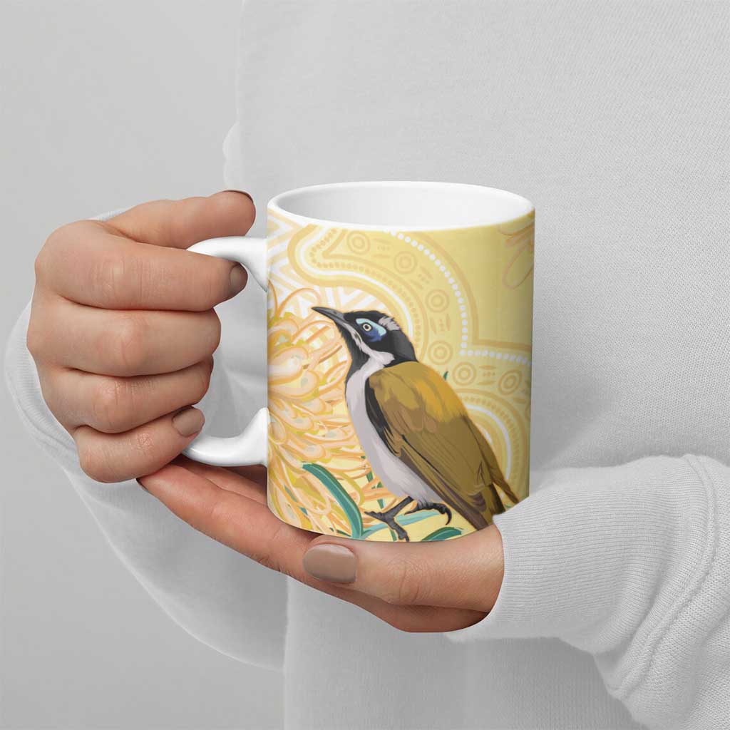 Australia Grevillea And Honeyeaters Ceramic Mug Aboriginal Art - Watercolor Style - Aussie Hoodie