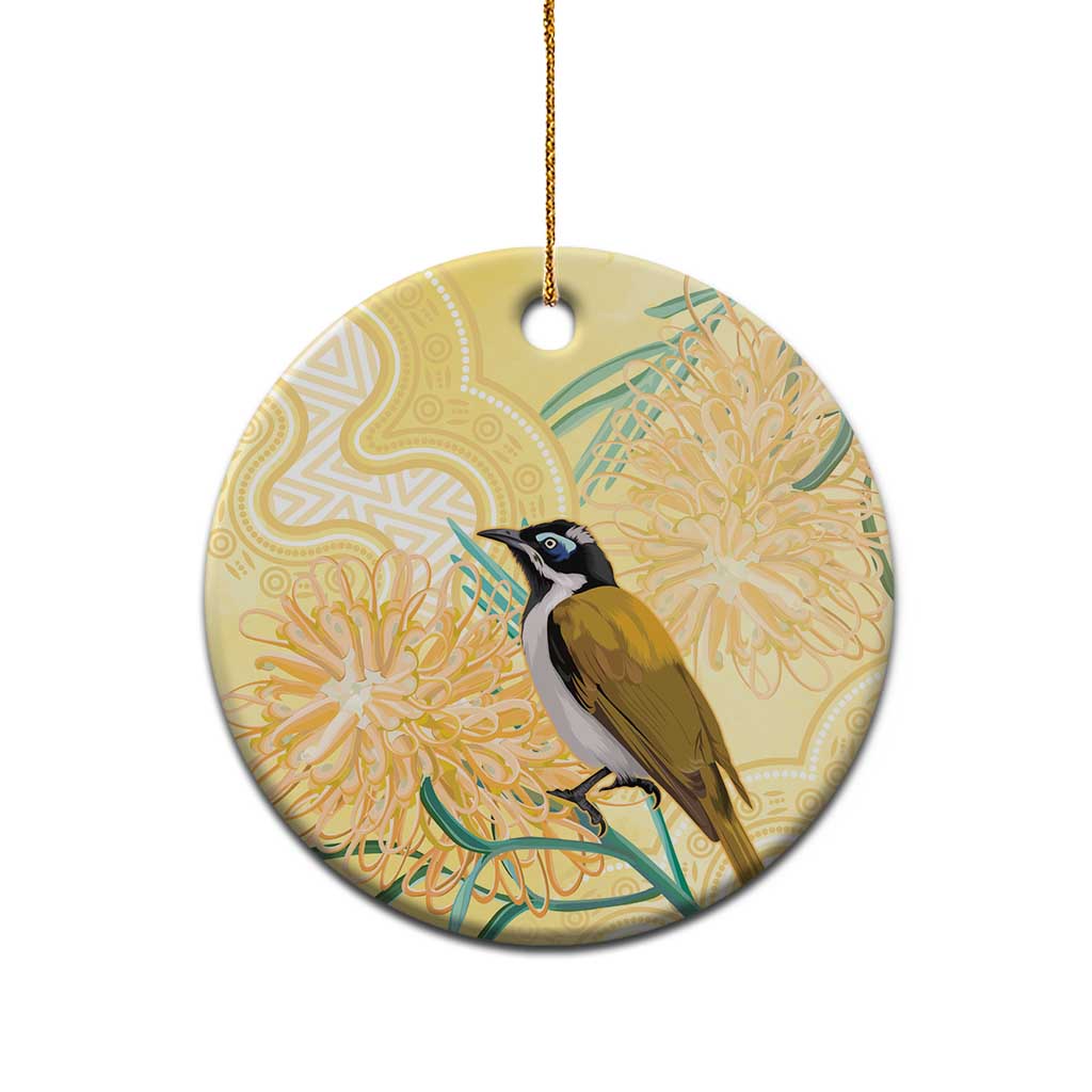 Australia Grevillea And Honeyeaters Ceramic Ornament Aboriginal Art - Watercolor Style