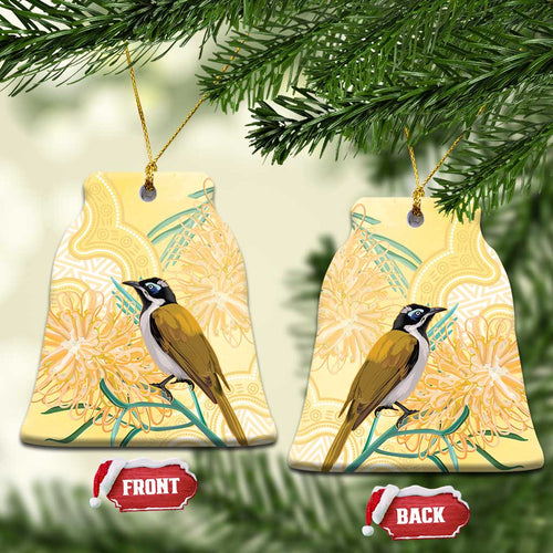 Australia Grevillea And Honeyeaters Ceramic Ornament Aboriginal Art - Watercolor Style