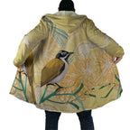 Australia Grevillea And Honeyeaters Cloak Aboriginal Art - Watercolor Style - Aussie Hoodie