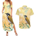 Australia Grevillea And Honeyeaters Couples Matching Summer Maxi Dress and Hawaiian Shirt Aboriginal Art - Watercolor Style