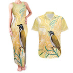 Australia Grevillea And Honeyeaters Couples Matching Tank Maxi Dress and Hawaiian Shirt Aboriginal Art - Watercolor Style