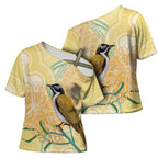 Australia Grevillea And Honeyeaters Cross Shoulder Shirt Aboriginal Art - Watercolor Style - Aussie Hoodie