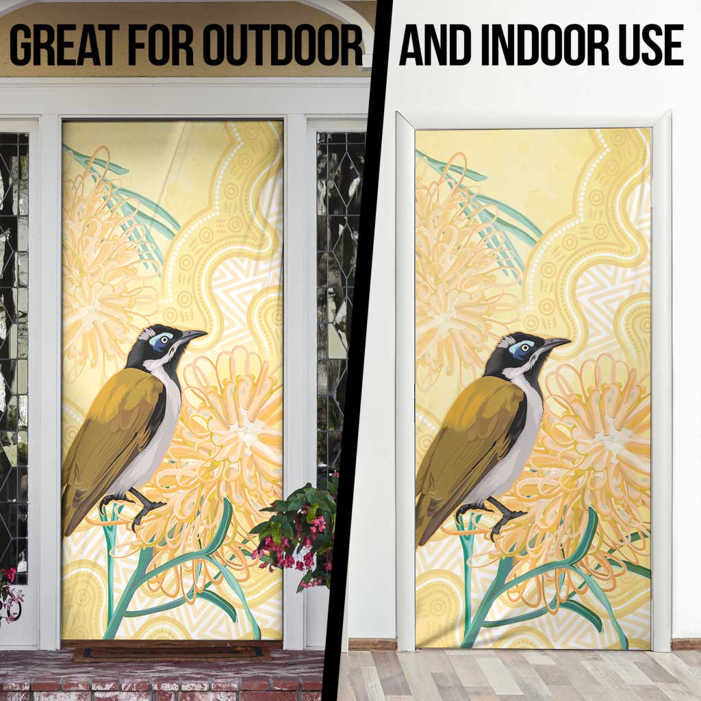 Australia Grevillea And Honeyeaters Door Cover Aboriginal Art - Watercolor Style - Aussie Hoodie