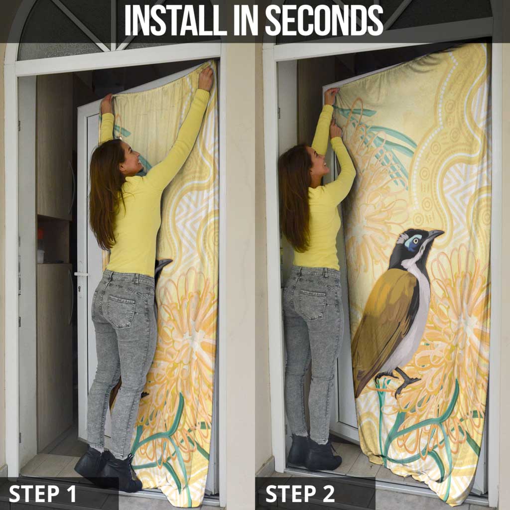 Australia Grevillea And Honeyeaters Door Cover Aboriginal Art - Watercolor Style - Aussie Hoodie