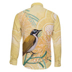 Australia Grevillea And Honeyeaters Family Matching Off Shoulder Maxi Dress and Hawaiian Shirt Aboriginal Art - Watercolor Style