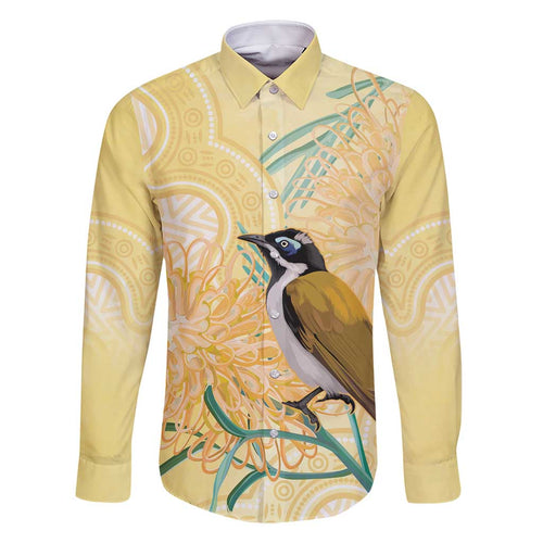 Australia Grevillea And Honeyeaters Family Matching Off Shoulder Short Dress and Hawaiian Shirt Aboriginal Art - Watercolor Style
