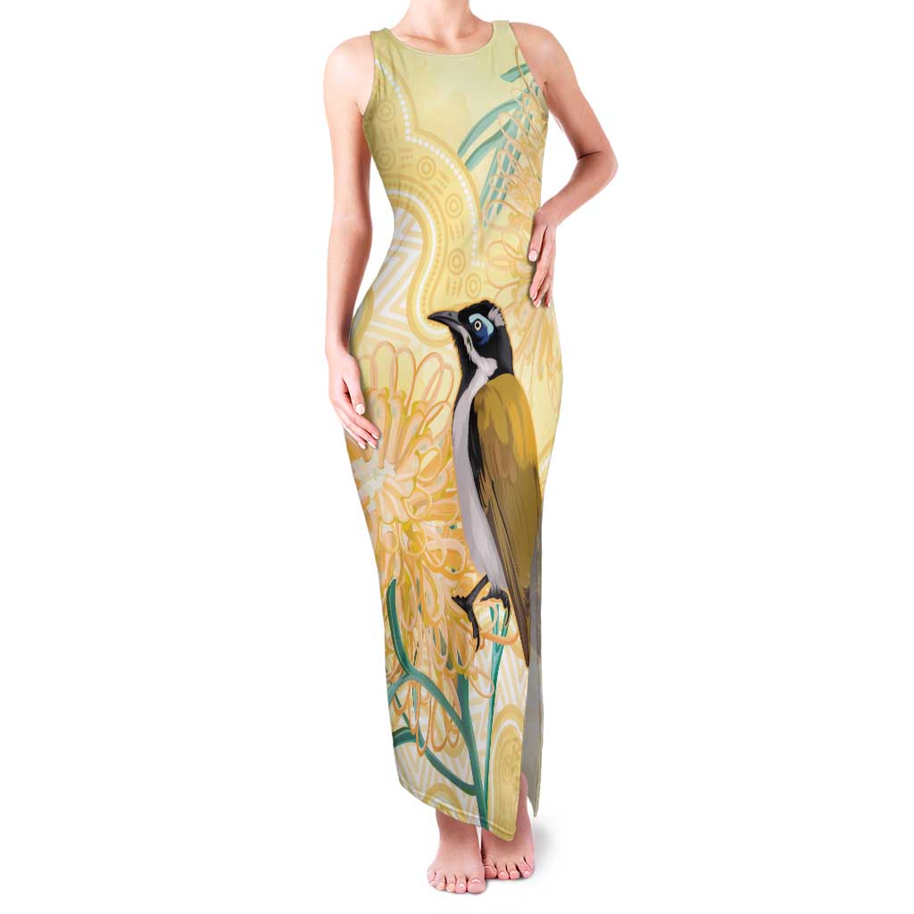 Australia Grevillea And Honeyeaters Family Matching Tank Maxi Dress and Hawaiian Shirt Aboriginal Art - Watercolor Style