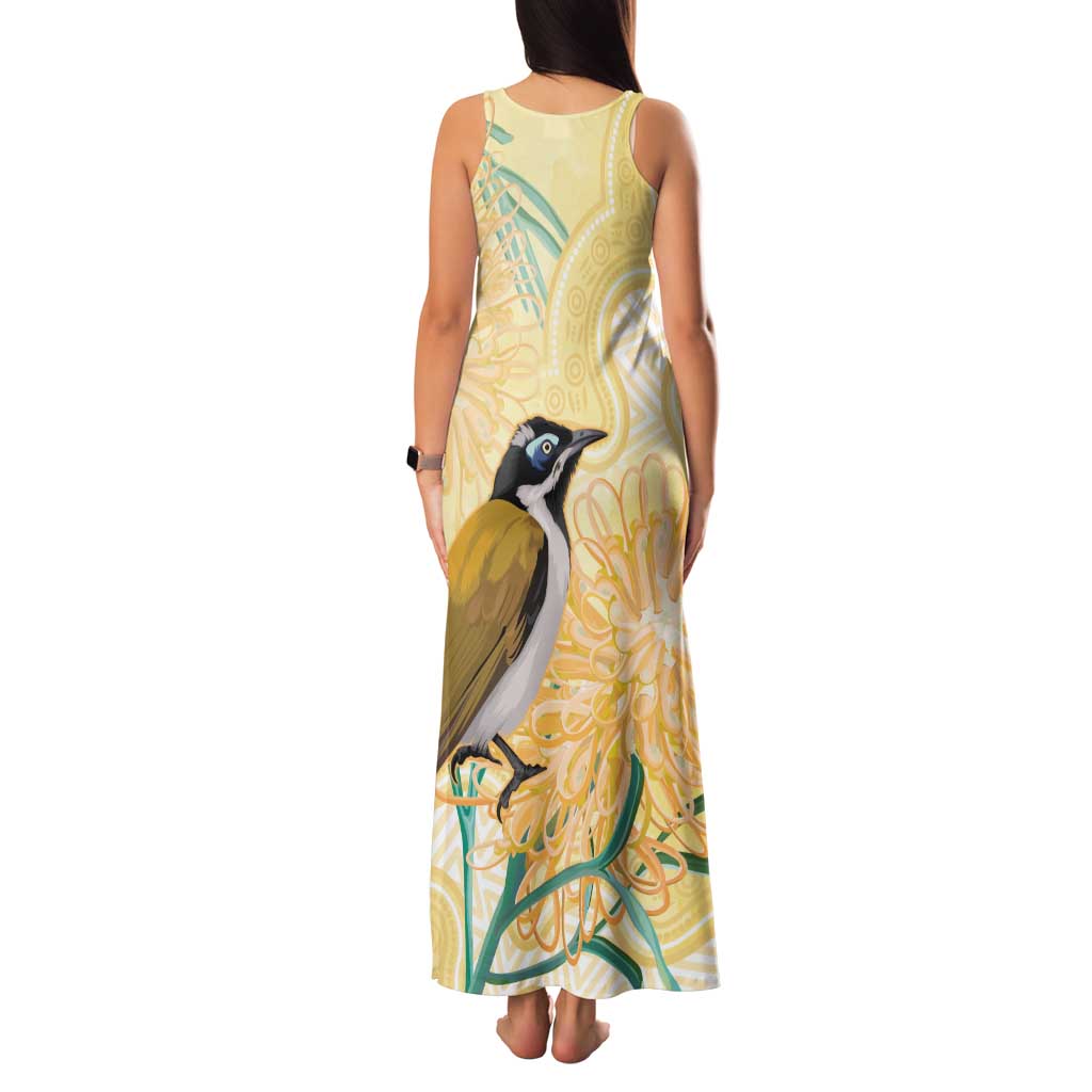 Australia Grevillea And Honeyeaters Family Matching Tank Maxi Dress and Hawaiian Shirt Aboriginal Art - Watercolor Style