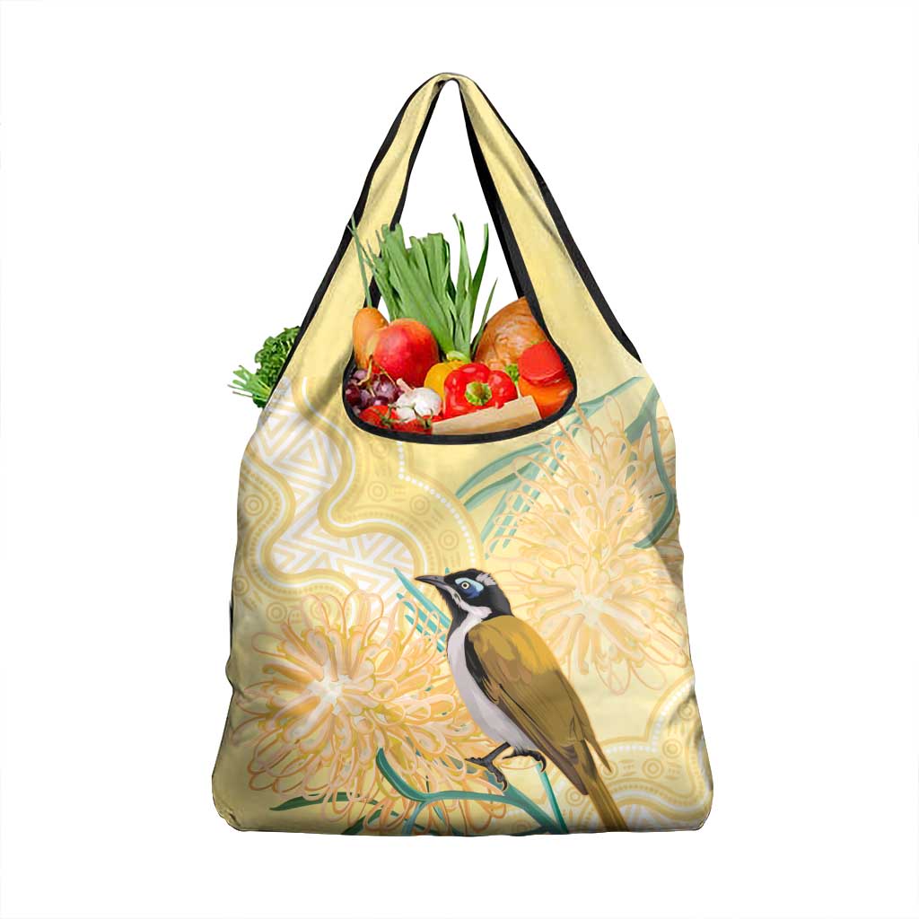 Australia Grevillea And Honeyeaters Grocery Bag Aboriginal Art - Watercolor Style