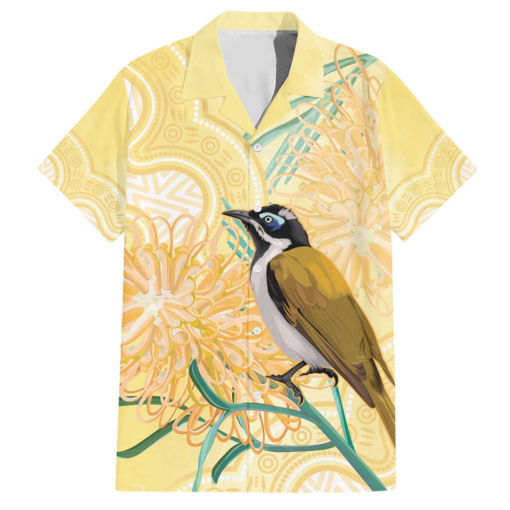 Australia Grevillea And Honeyeaters Hawaiian Shirt Aboriginal Art - Watercolor Style