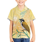 Australia Grevillea And Honeyeaters Hawaiian Shirt Aboriginal Art - Watercolor Style