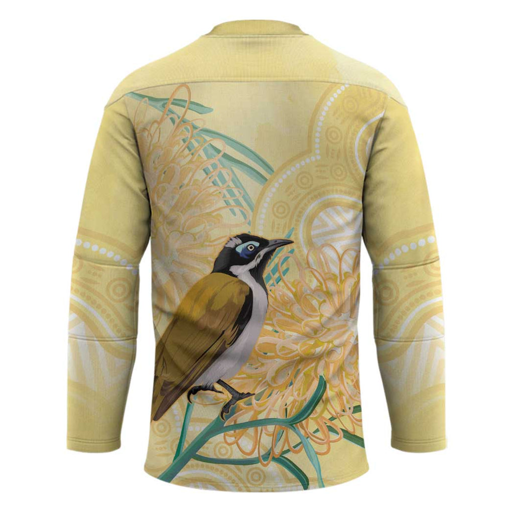 Australia Grevillea And Honeyeaters Hockey Jersey Aboriginal Art - Watercolor Style - Aussie Hoodie
