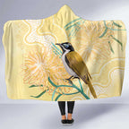 Australia Grevillea And Honeyeaters Hooded Blanket Aboriginal Art - Watercolor Style