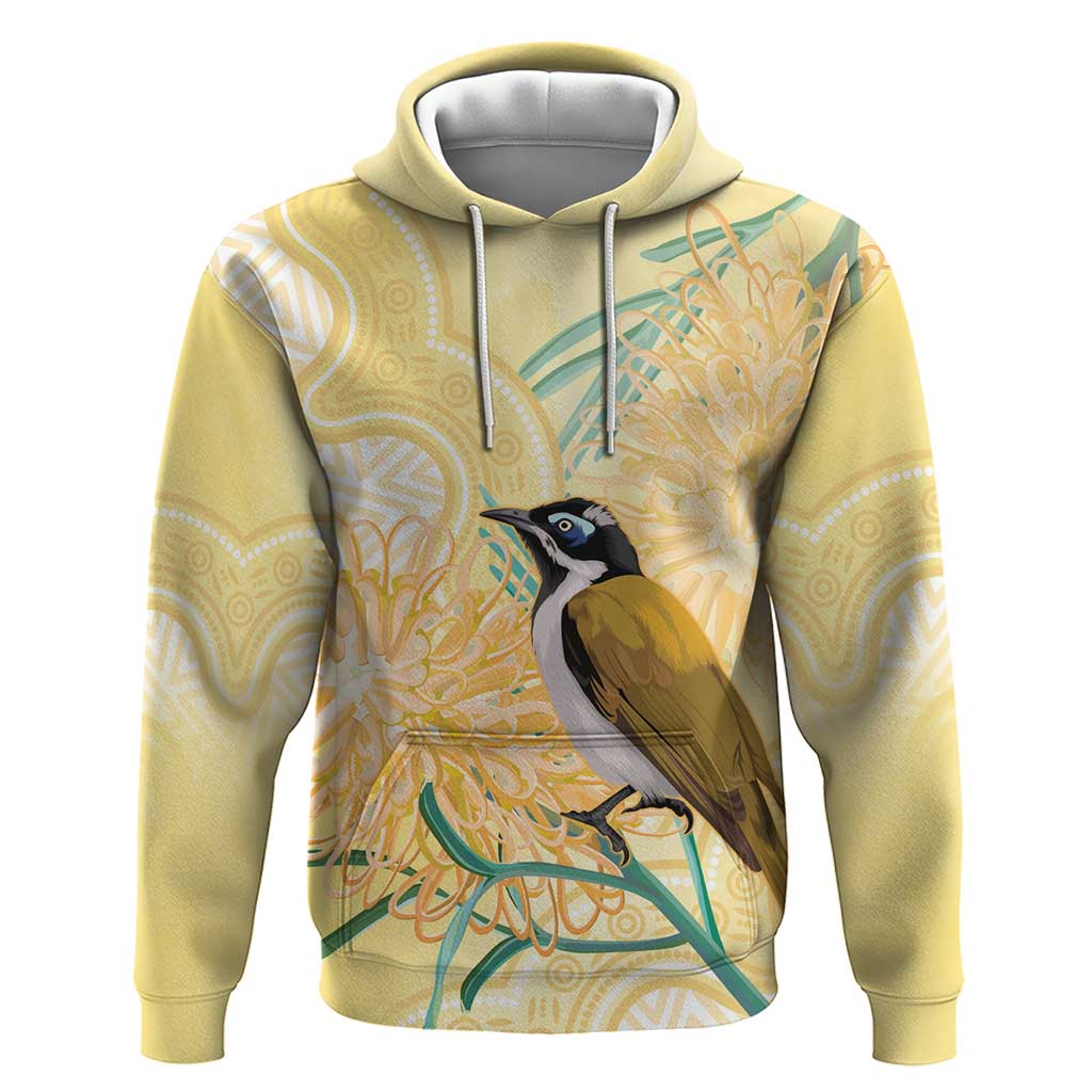 Australia Grevillea And Honeyeaters Hoodie Aboriginal Art - Watercolor Style
