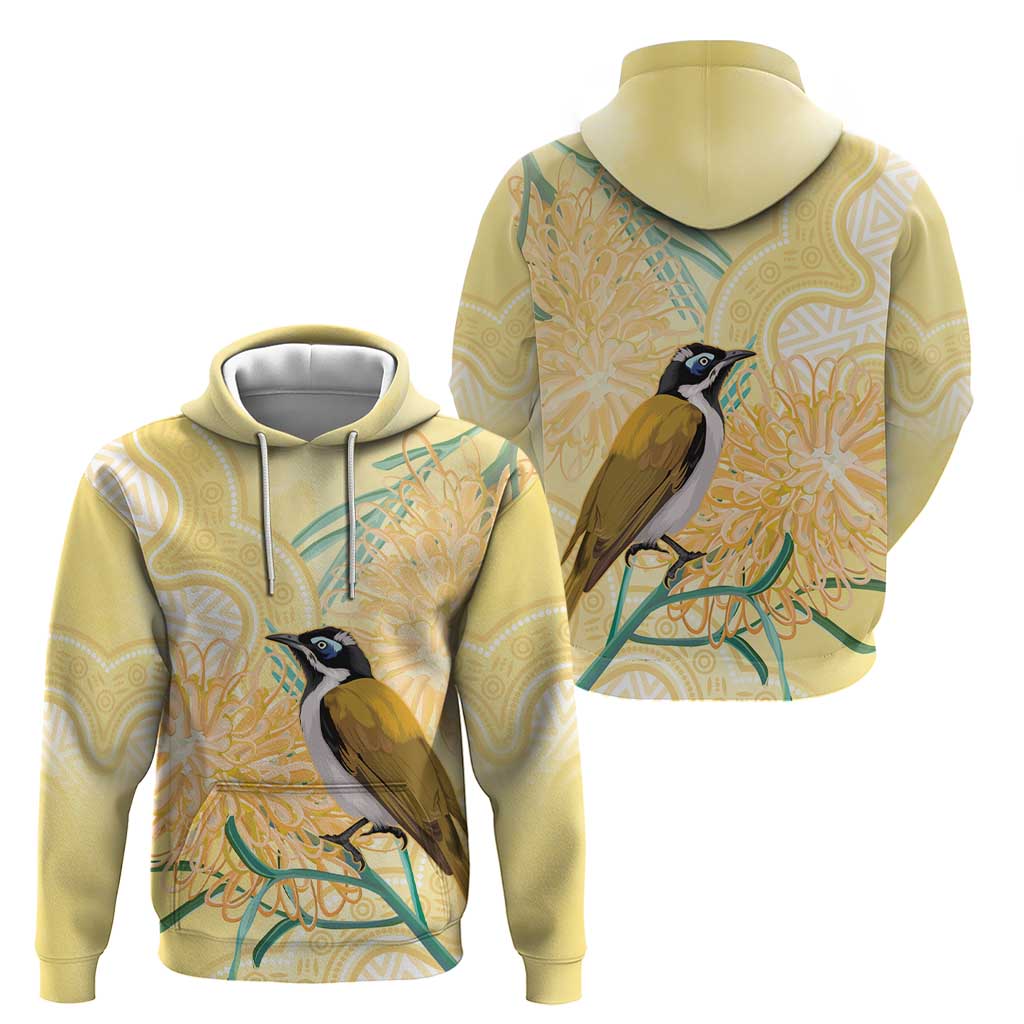 Australia Grevillea And Honeyeaters Hoodie Aboriginal Art - Watercolor Style