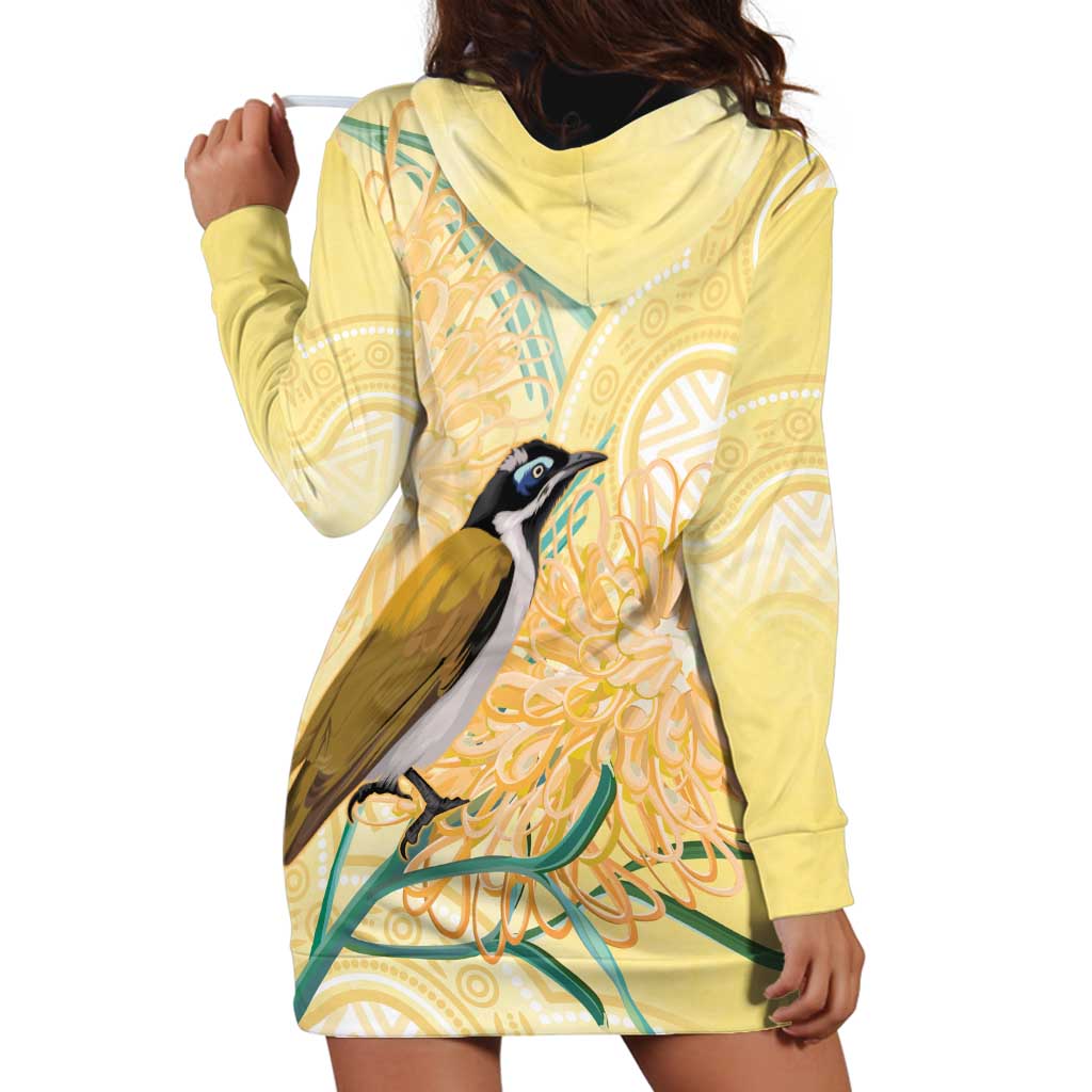 Australia Grevillea And Honeyeaters Hoodie Dress Aboriginal Art - Watercolor Style