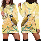 Australia Grevillea And Honeyeaters Hoodie Dress Aboriginal Art - Watercolor Style
