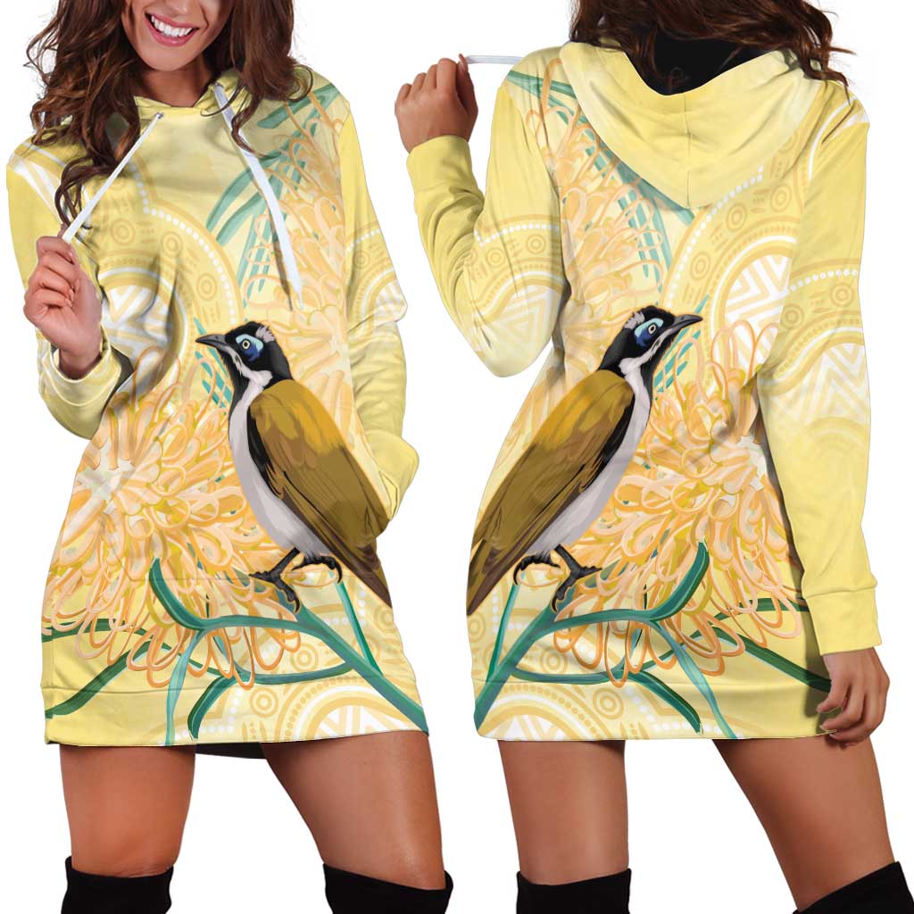 Australia Grevillea And Honeyeaters Hoodie Dress Aboriginal Art - Watercolor Style