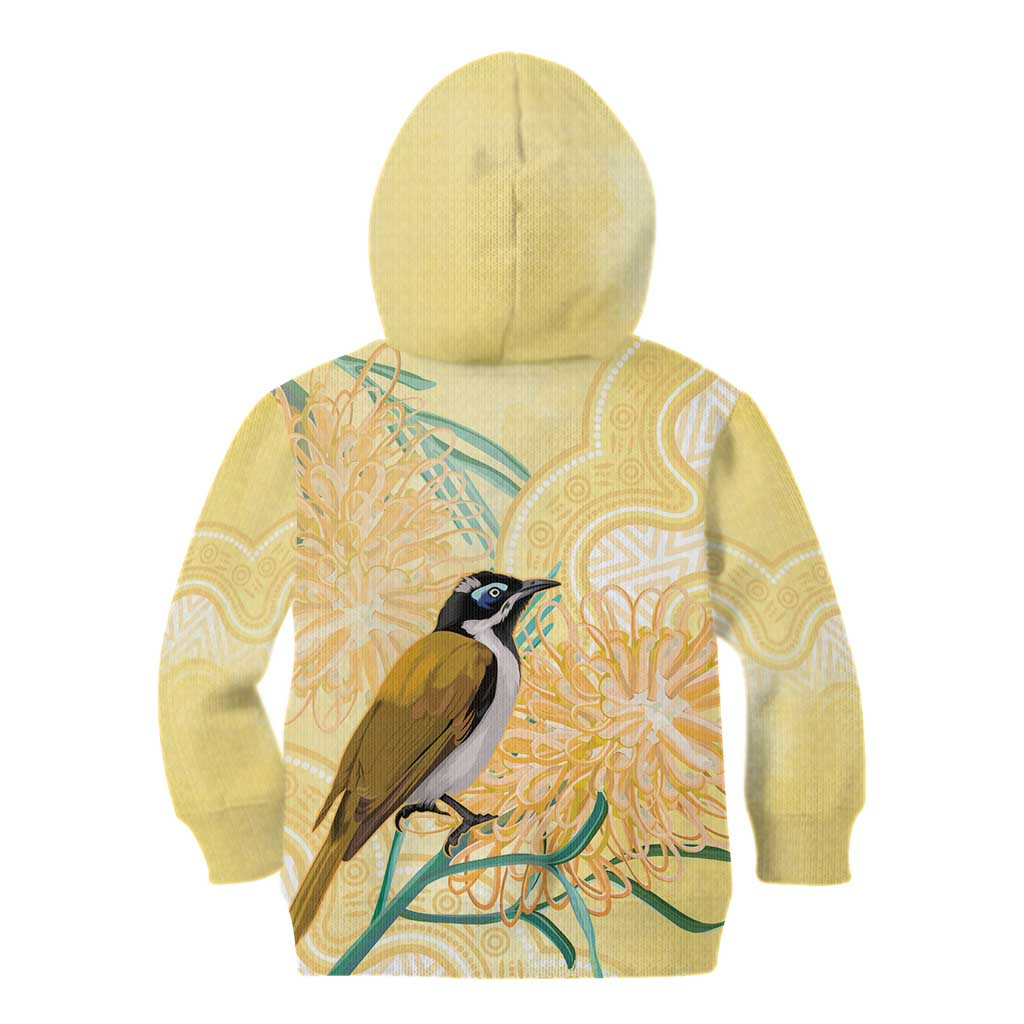 Australia Grevillea And Honeyeaters Kid Hoodie Aboriginal Art - Watercolor Style