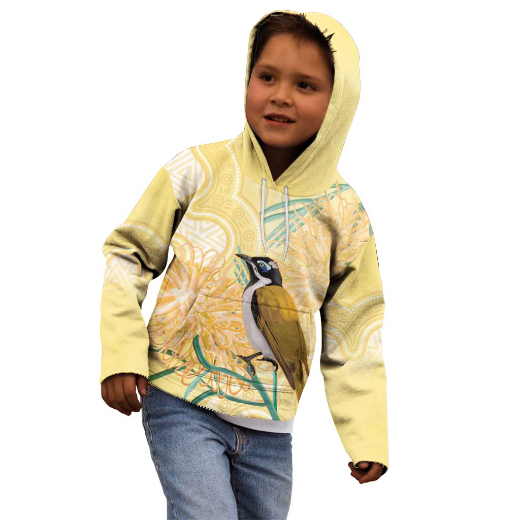 Australia Grevillea And Honeyeaters Kid Hoodie Aboriginal Art - Watercolor Style