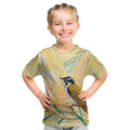 Australia Grevillea And Honeyeaters Kid T Shirt Aboriginal Art - Watercolor Style