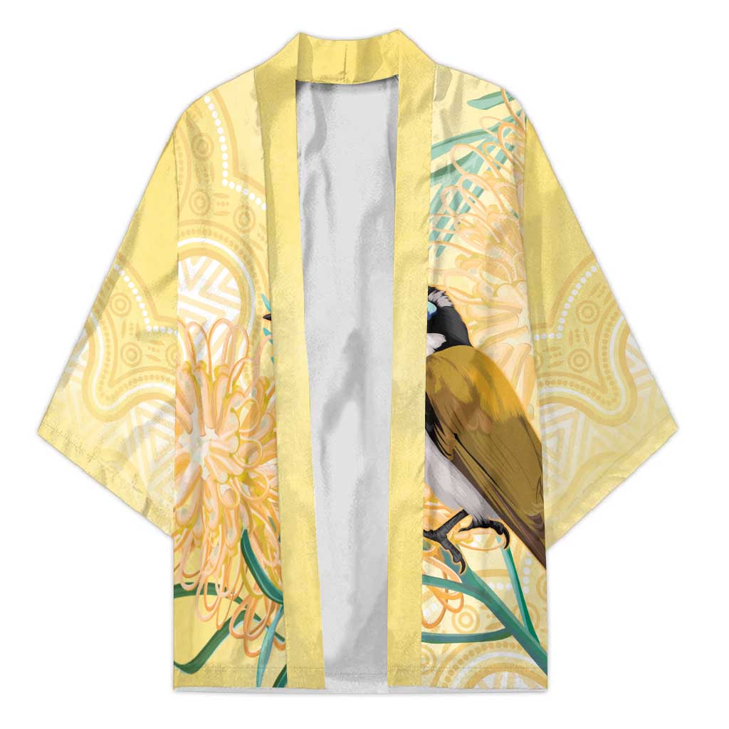 Australia Grevillea And Honeyeaters Kimono Aboriginal Art - Watercolor Style - Aussie Hoodie