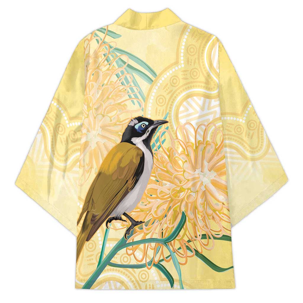 Australia Grevillea And Honeyeaters Kimono Aboriginal Art - Watercolor Style - Aussie Hoodie